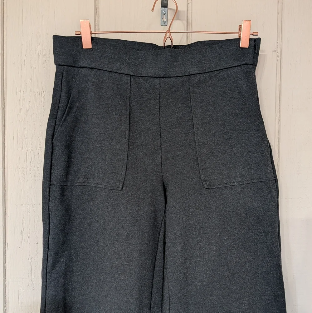 J. Crew Ponte wide-leg‎ crop with patch pockets Dark Grey